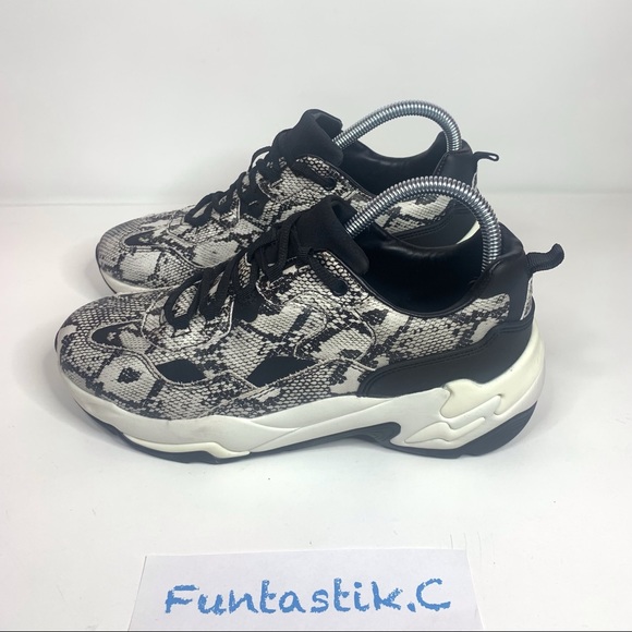 ❌SOLD❌ Bershka Snakeskin Print Platform Sneakers Shoes Womens Sz EU: 39, US: 8.5 - Picture 3 of 11